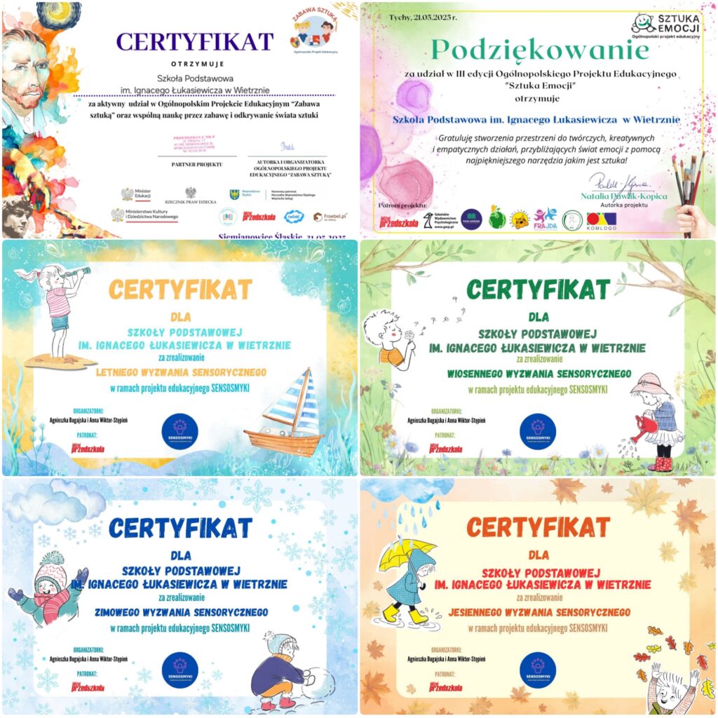 Certyfikaty i podziękowania!